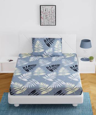 Crafteal 150 TC Microfiber Single Printed Flat Bedsheet(Pack of 1, Grey)
