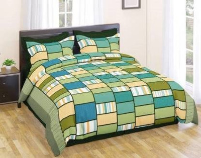 jim-Dandy 160 TC Polycotton Double 3D Printed Flat Bedsheet(Pack of 1, Green)