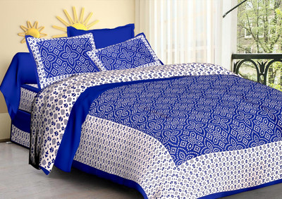 Navkar Creation 141 TC Cotton Queen 3D Printed Flat Bedsheet(Pack of 1, Multicolor)