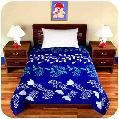 Microfiber Single Bedsheet(Pack of 1, Blue, Single Topsheet)