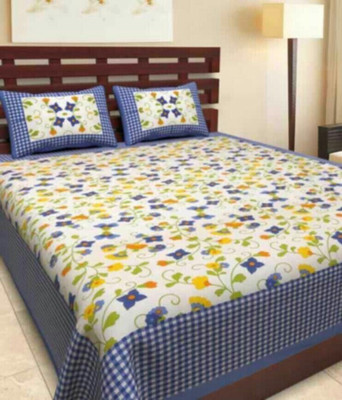 WAR TRADE 110 TC Cotton Double Printed Flat Bedsheet(Pack of 1, Multicolor)