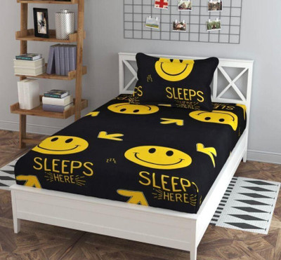 ANJAL 120 TC Cotton Single Printed Flat Bedsheet(Pack of 1, Multicolor)