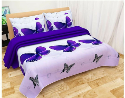 pixer 185 TC Microfiber Double Abstract Flat Bedsheet(Pack of 1, Black)
