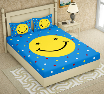 Cosito 144 TC Cotton Double Jaipuri Prints Flat Bedsheet(Pack of 1, Blue)