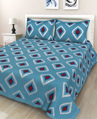 V K Creation 151 TC Cotton Double Printed Flat Bedsheet(Pack of 1, Multicolor)