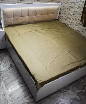 AG Creations 220 TC Polyester Double Solid Fitted (Elastic) Bedsheet(Pack of 1, Beige)