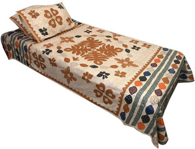 S R Enterprises 141 TC Cotton Single Jaipuri Prints Flat Bedsheet(Pack of 1, Multicolor)