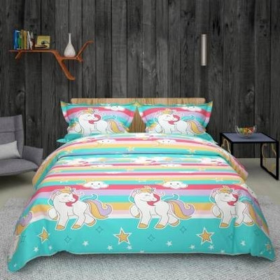 jim-Dandy 160 TC Polycotton Double 3D Printed Flat Bedsheet(Pack of 1, Yellow)