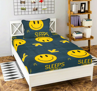 Crafteal 160 TC Microfiber Single Self Design Flat Bedsheet(Pack of 1, Multicolor)