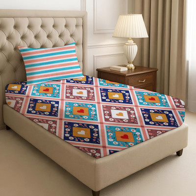 DBRUNO 144 TC Microfiber Single Floral Flat Bedsheet(Pack of 1, Multicolor)