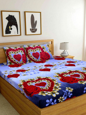 Shree Shyam 144 TC Microfiber Double Geometric Bedsheet(Pack of 1, Multicolor)