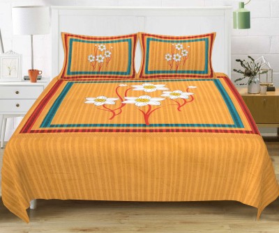 jini 140 TC Cotton Double Printed Flat Bedsheet(Pack of 1, Multicolor)