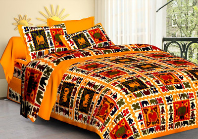Navkar Creation 141 TC Cotton Queen Printed Flat Bedsheet(Pack of 1, Multicolor)