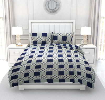 THE GRACE Polycotton Double Flat 150 TC Checkered Bedsheet(Pack of 1, Multicolor)