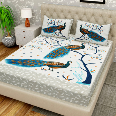 Flipkart SmartBuy 104 TC Cotton Double Jaipuri Prints Flat Bedsheet(Pack of 1, Multicolor)