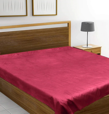 FORMONIK Polyester Double Flat 200 TC Solid Bedsheet(Pack of 1, Red)