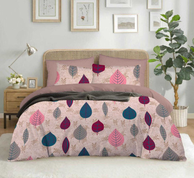 Vartikaclouds Cotton King Flat 180 TC Motifs Bedsheet(Pack of 1, Pink, Multicolor)