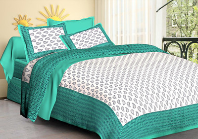 shree sd creation 140 TC Cotton Double Jaipuri Prints Flat Bedsheet(Pack of 1, Multicolor)