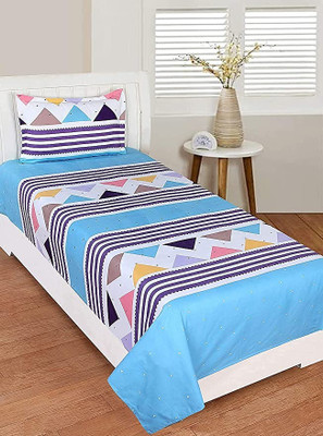 AAZEEM 180 TC Microfiber Single Printed Flat Bedsheet(Pack of 1, Purple)