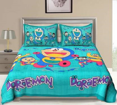 Indian Royal Fashion Cotton Double Flat 151 TC Cartoon Bedsheet(Pack of 1, Multicolor)