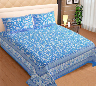 KANDY SHOP 300 TC Cotton King Printed Flat Bedsheet(Pack of 1, Multicolor)