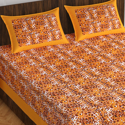 gaur trade handlom Cotton Double Flat 104 TC Printed Bedsheet(Pack of 1, Multicolor)