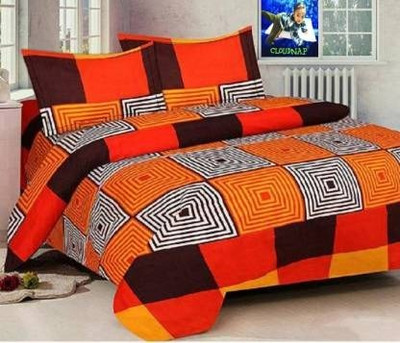 jim-Dandy 160 TC Polycotton Double 3D Printed Flat Bedsheet(Pack of 1, Orange)