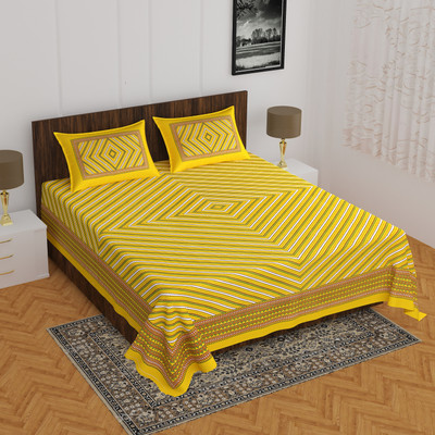 E ELMA 144 TC Cotton Double Printed Flat Bedsheet(Pack of 1, Red)