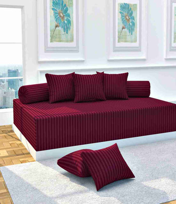 KRIDHA CRAFTS Cotton Plain Diwan Set(Red)