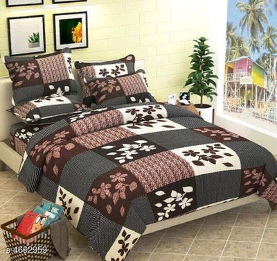 Ex-cell 150 TC Polycotton Double Printed Flat Bedsheet(Pack of 1, Multicolor)
