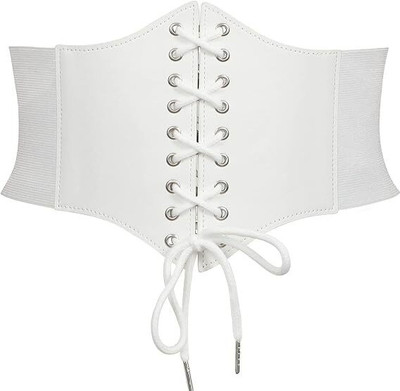 VILDTH Women Casual, Evening, Formal, Party White Texas Leatherite Belt