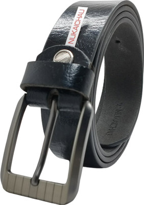 NUKAICHAU Men & Women Formal, Casual, Evening, Party Black Genuine Leather Belt