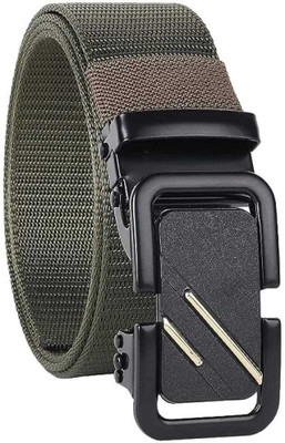 LEATHERTONE Men Evening, Party Green, Black Nylon Belt