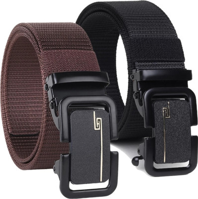 ShopGlobal Men Black, Brown Nylon Belt