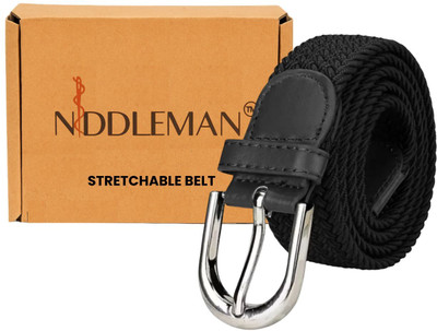Niddleman Men & Women Casual, Evening Black Canvas Belt