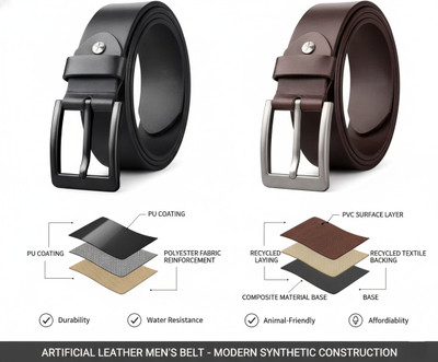 ROVERSOLE Men Casual, Formal, Evening Black, Brown Artificial Leather Belt