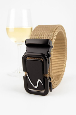 PROVOGUE Men Casual, Evening, Formal, Party Beige Nylon Belt