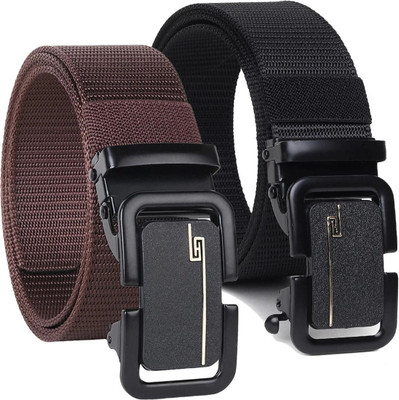 PROVOGUE Men Casual, Formal, Evening, Party Brown, Black Nylon Belt