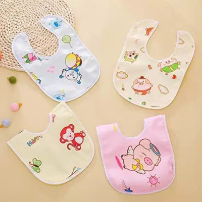 smilykid Baby Button Bibs Apron for Feeding and Drooling Button Double Layered Waterproof(Multicolor)