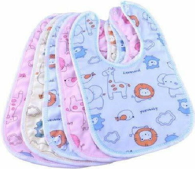 Amaresah Waterproof Apron Super Soft Cotton Daily Use Feeding Bib (Set of 5)(Multicolor)