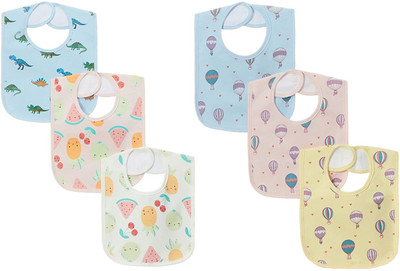 SONVI Water Resistant-Premium Super Quality Soft Cotton Daily Use Button bibs Pack 6(Multicolor)