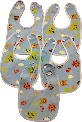 smilykid Waterproof Bibs for Baby/Apron Set of 5(Blue)