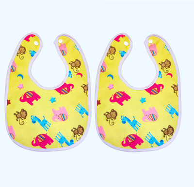 Creeknest Baby Feeding Printed Apron Bibs with Snap Button & Easy Clean Soft PVC Material(Yellow)
