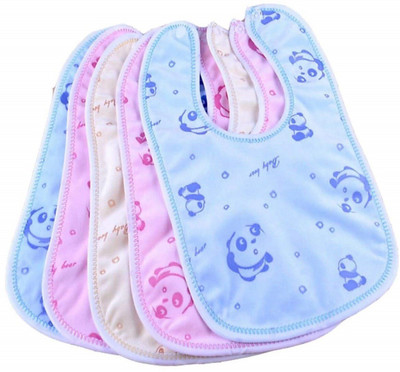 TINNY TOTS Premium Baby Ultra Soft Cotton Fast Dry-Waterproof Stylish Feeding Button Bibs(PACK OF 5)