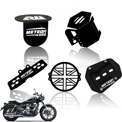 Moto Genius Meteor 650 Combo Kit | Plus Grill, Cylinder Guard, Stand Extender (5Pcs) Bike Crash Guard(Royal Enfield)