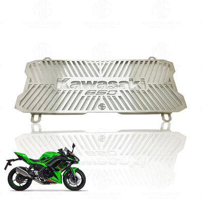 Moto Genius Stainless Steel Radiator Grill Cover Guard Protector for Ninja 650 (Silver) Bike Radiator Guard(Kawasaki)