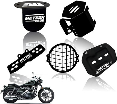 Moto Genius Meteor 650 Combo Kit | Check Grill, Cylinder Guard, Stand Extender (5Pcs) Bike Crash Guard(Royal Enfield)