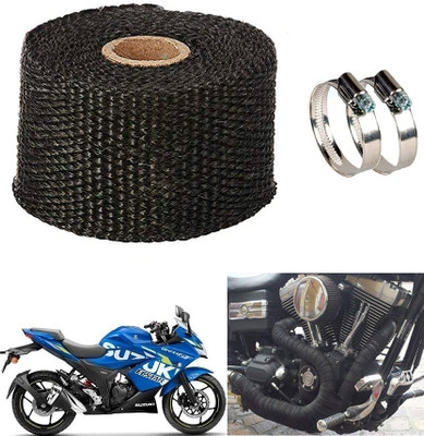 AMIRIDE BLACK SILENCER WRAP FOR Suzuki Gixxer SF Bike Exhaust Heat Shield