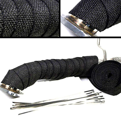 casago 3 MTR Bike Silencer Wrap Exhaust Heat Shield Protector with Clip Bike Exhaust Heat Shield