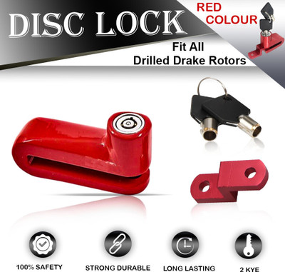 Naveeneha Mini Anti-Theft Safety Disc Brake Lock Waterproof Resistant Motorcycle Bicycle RED DISK LOCK Disc Lock(Red)